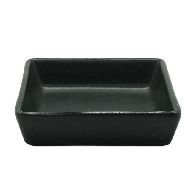 Placa quadrada para molho 8,5 centímetros. Modelo: "preto mate"