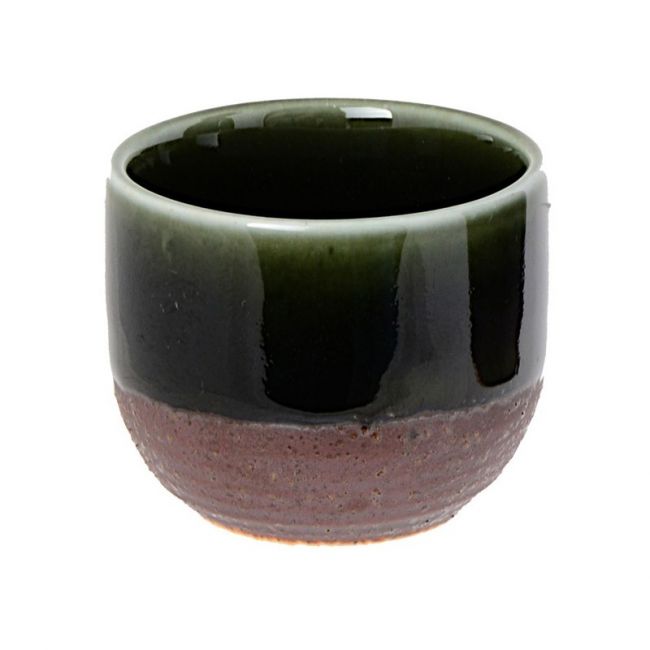 Copo de Saquê Marrom e Verde 4cm