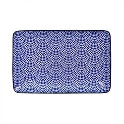 Prato Retangular 21x13,5cm Porcelana "Leque Azul"