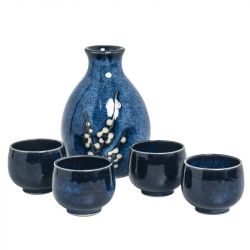 Conjunto de saquê de porcelana "soshun azul" 5 peças