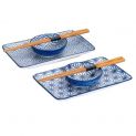 CONJUNTO DE 2 PRATOS, MOLHAS E PALITOS "Branco-azul"