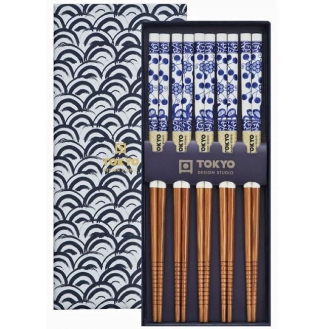 Conjunto de Palillo x5 pares "Caja Ola Azul"