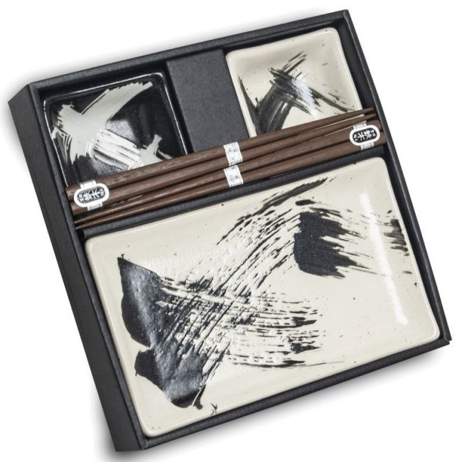 Conjunto 2 Platos, Salseras e Palillos "Brush"