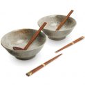 Conjunto de 2 Tigelas de Porcelana 21cm + 2 Pauzinhos + 2 Colheres "Hikari"