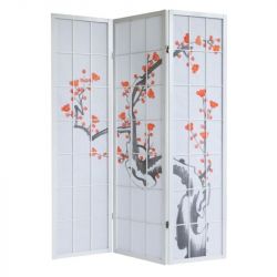 Biombo 3 painéis "Blanco Sakura" 135x132cm
