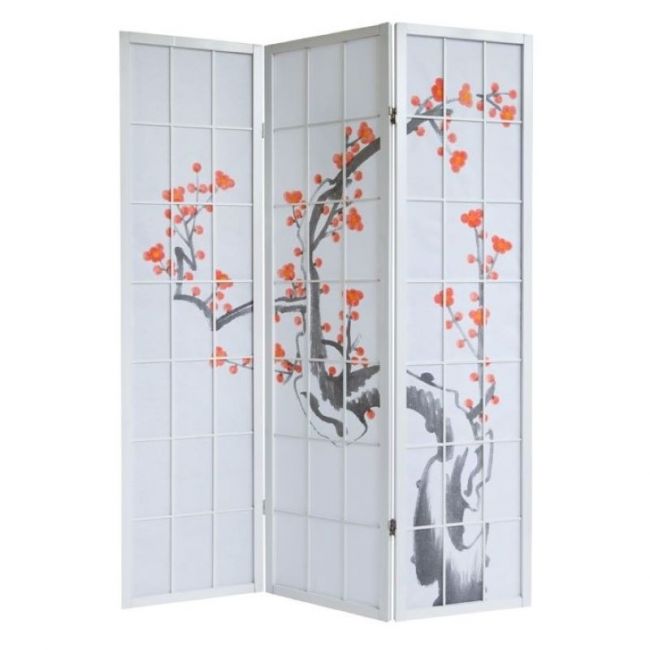 Biombo 3 painéis "Blanco Sakura" 135x132cm