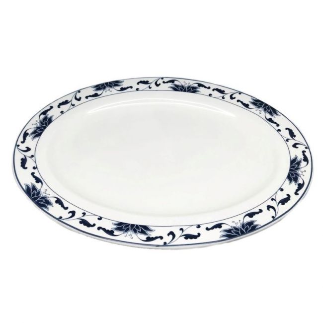 Oval plate 14"- motivações azuis