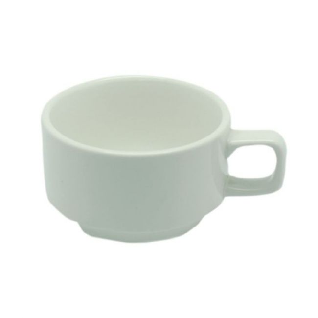 Caneca de porcelana branca com alça 8x6cm.