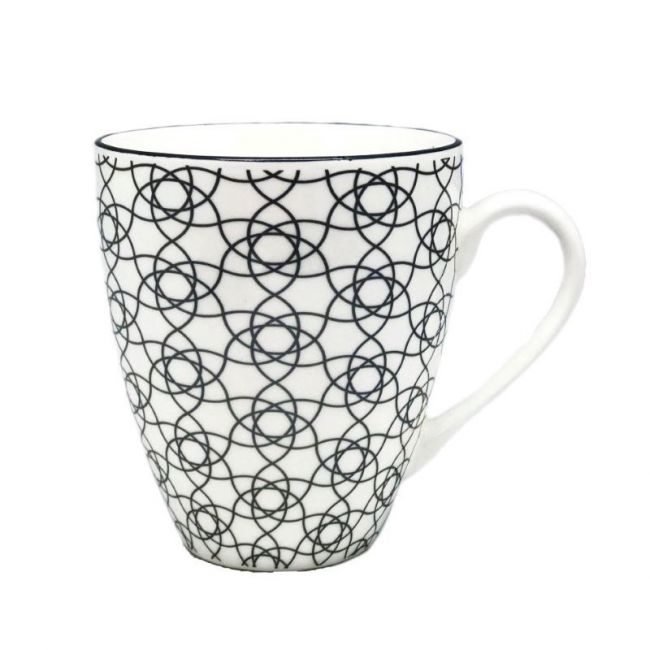 Xícara de chá com alça 8,7x9,8cm.Modelo: "Estrelas Negras"