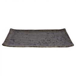 Prato Retangular 24x15cm "Marrom Listrado"