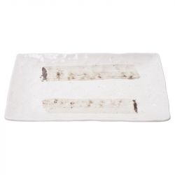 Prato Retangular 31x17cm Procelana Branco-Bege
