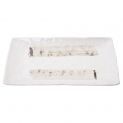 Prato Retangular 31x17cm Procelana Branco-Bege