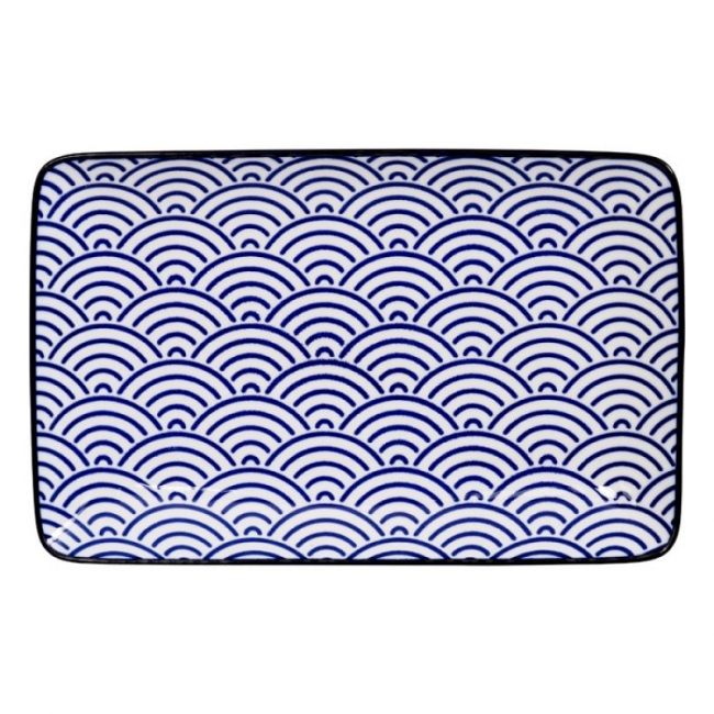 Placa retangular. Medidas:. 21X13.5cm. Modelo: "ondas azuis.