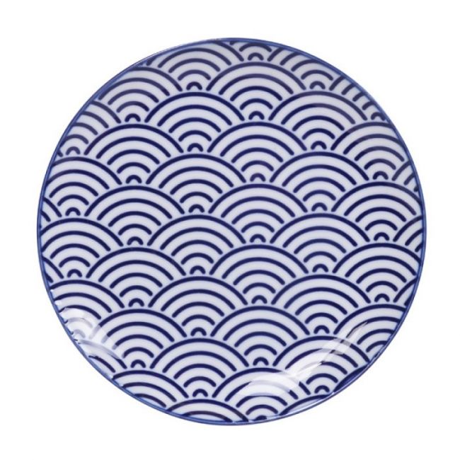 Placa redonda. Medida: 16cm. Modelo: "ondas azuis.