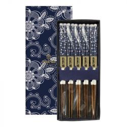 Conjunto de 5 pares "branco-azul".