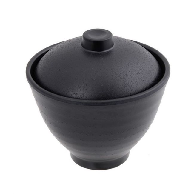 Tigela de Miso Preta com Tampa 10,5 x 9,8 cm
