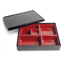 Caixa Bento retangular 27,5 cm x 21,5 cm.Modelo: "Preto-vermelho"