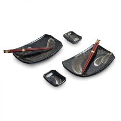 Conjunto 2 Platos, 2 Salseras e 2 Palillos "Ansen"