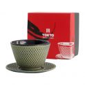 Taça de ferro com prato 120ml "verde pontos".