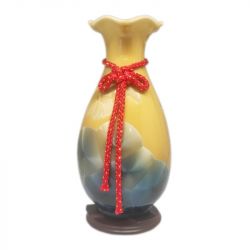 Vaso alongado "ocre-verde" 34cm de altura x 17cm de largura