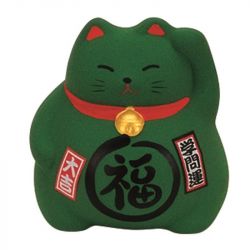 Cat 9cm. Cor "Verde". Hucha. Sorte na escola