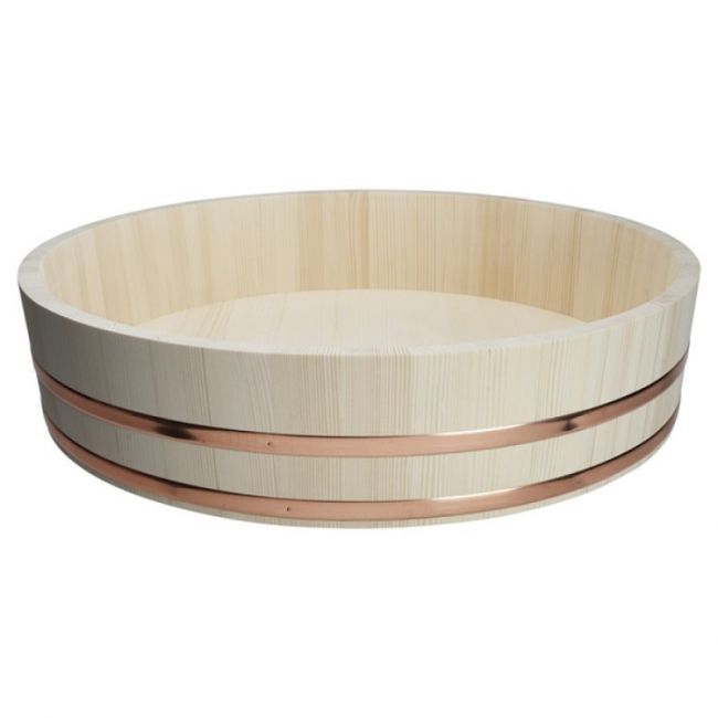 Pinho Hangiri para sushi. Medidas: 72x16cm - Aro de Cobre-.