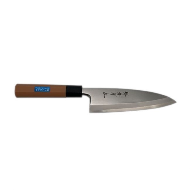 Faca Deba, punho de madeira marrom, 18cm, "Sakai Takayuki"