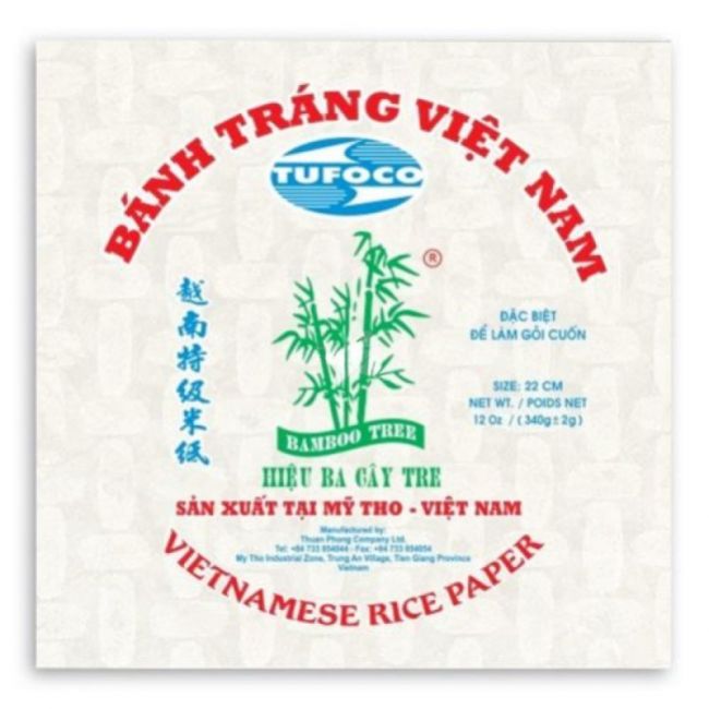 22cm Papel de arroz quadrado (BAMBOO TREE-TUFOCO) 340g