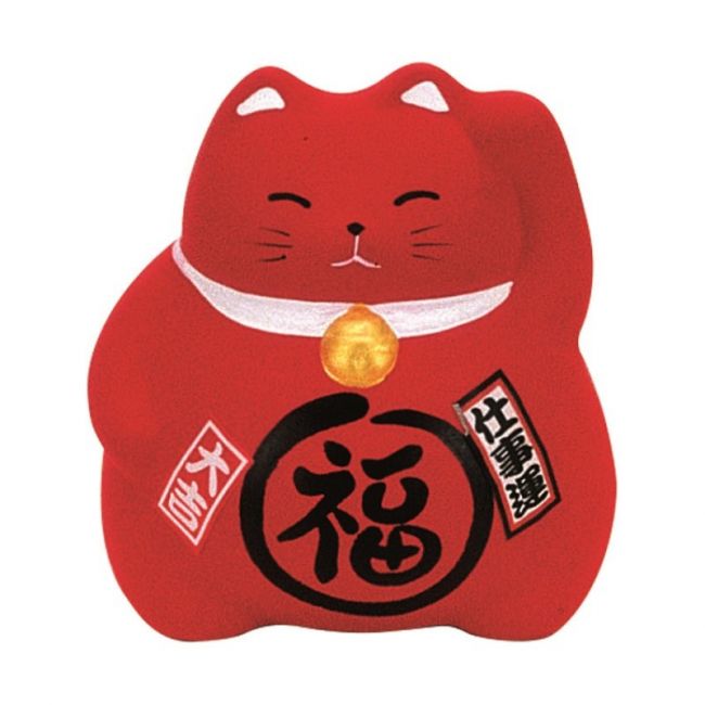 Gato 9cm. Hucha. "Rojo.. Boa sorte no trabalho