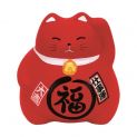 Gato 9cm. Hucha. "Rojo.. Boa sorte no trabalho