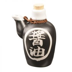 Frasco de molho de soja 170 ml. Preto-branco