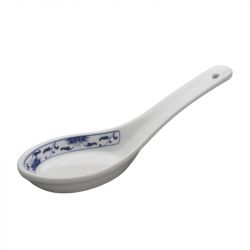 Colher de porcelana com motivos no lado de flores azuis
