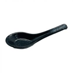 Colher preta com pintas cinzas 13cm.