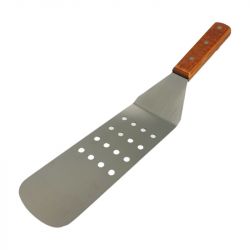 Espatula alongada com buracos "Teppan yaki" 36cm. Aço inoxidável.