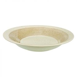 Prato redondo fundo 21cm porcelana "branco-marrom"