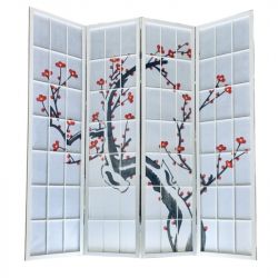 Tela de 4 painéis "White Sakura" 175x176cm