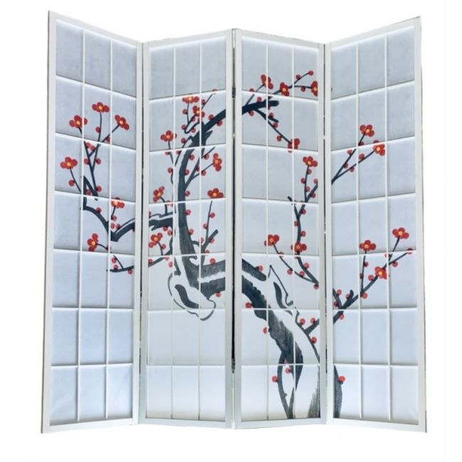 Tela de 4 painéis "White Sakura" 175x176cm