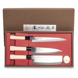 Conjunto de 3 facas japonesas (SASHIMI+SANTOKU+NAKIRI)