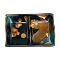 Placa retangular para Salsa 2 Espaços 12x8,5cm Porcelana "Black-brown"