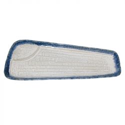Prato Retangular 35x9/14CM Porcelana "Branco-Azul"