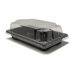 Pacote retangular com tampa 14x8cm (0,2) preto 50un