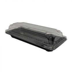 Recipiente Retangular com Tampa 22x9cm (0,6) Preto 100 unidades