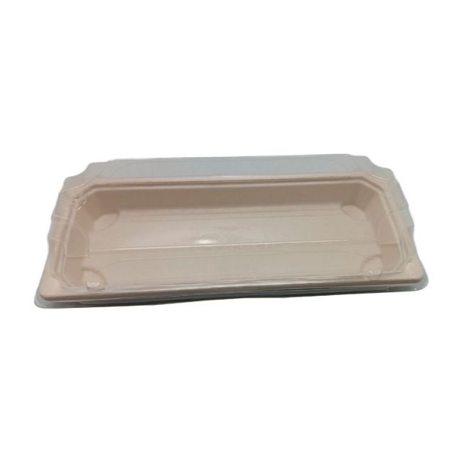 Recipiente retangular com tampa (23x10cm) ECO Bagazo 50un
