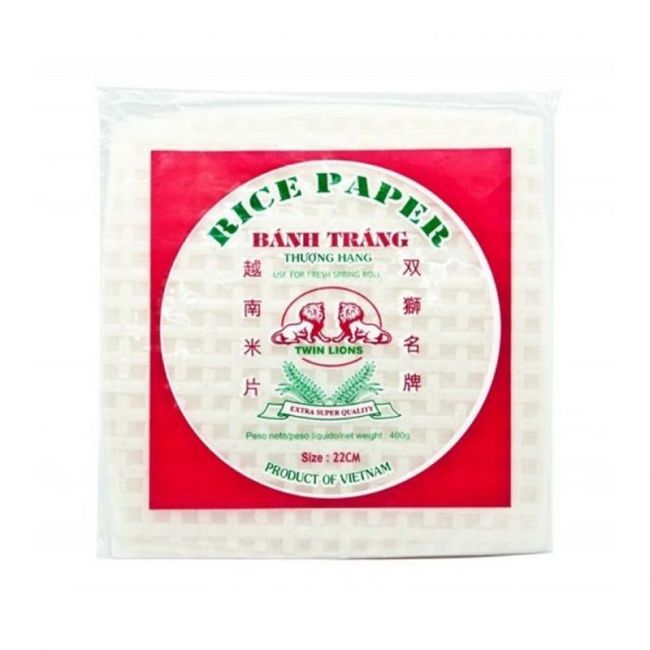 Papel de arroz profundo 22cm quadrado (TWIN LION) 400g