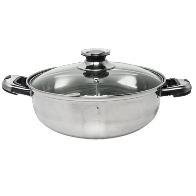 OLLA P/FONDUE 2 DIVISÕES TAPA CRISTAL 26CM