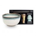 SET P/TE CUENCO 13X7CM, ESCOBILLA, SOPORTE E CUCHARA "Aurora"