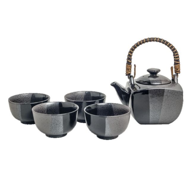 JOGO DE CHÁ DE PORCELANA."Preto Grafite"