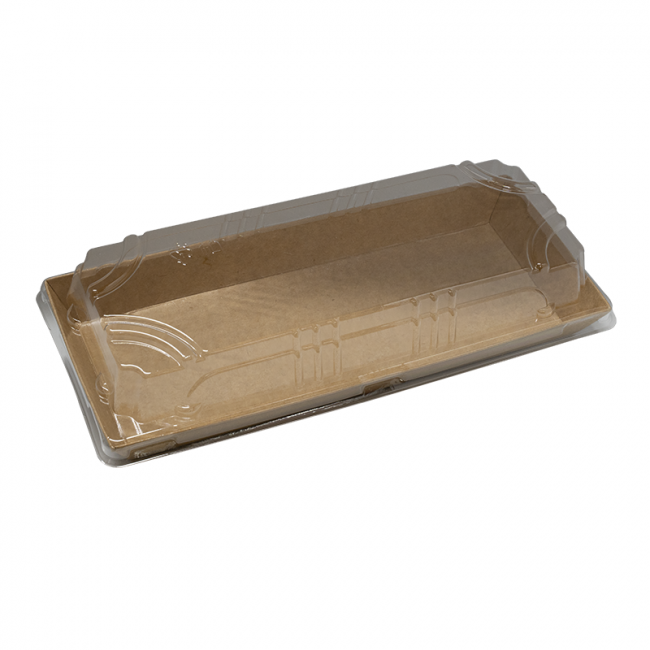 Envase kraft retangular com tampa (22x9cm)