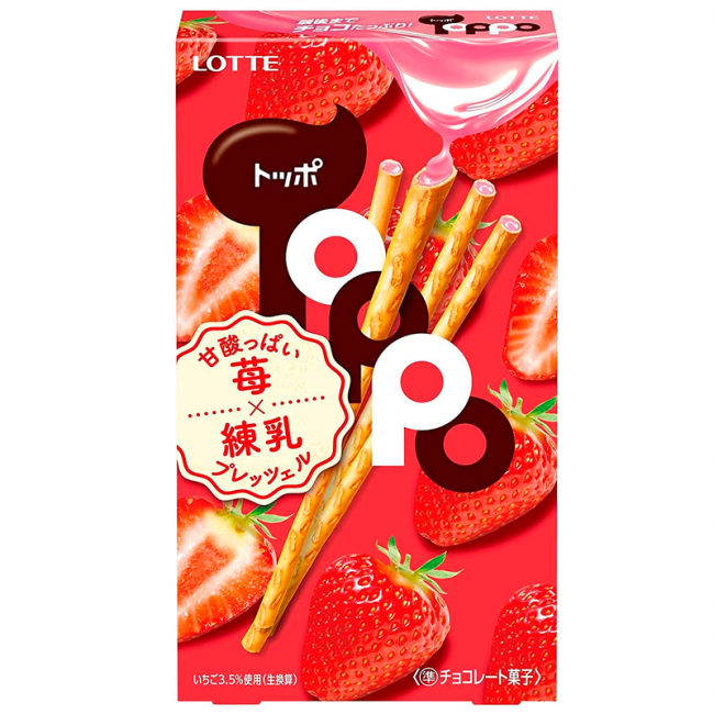 Biscoito pretzel de morango e chocolate TOPPO (LOTTE) 72g