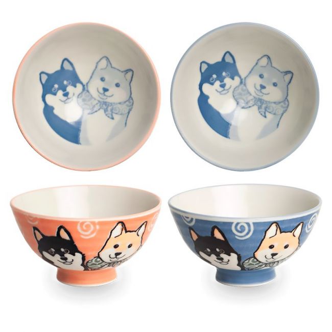 Cuenco Shiba rosa / azul12x6.5cm)